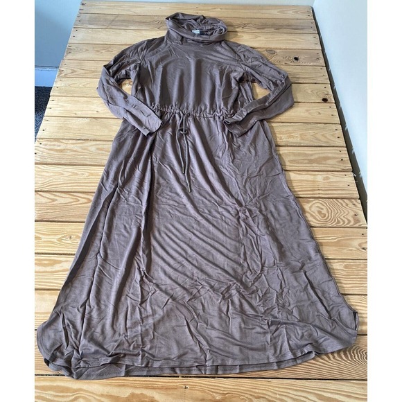 NEW Susan Graver Jersey Knit Maxi Dress Size Large Women’s Brown - Picture 1 of 8